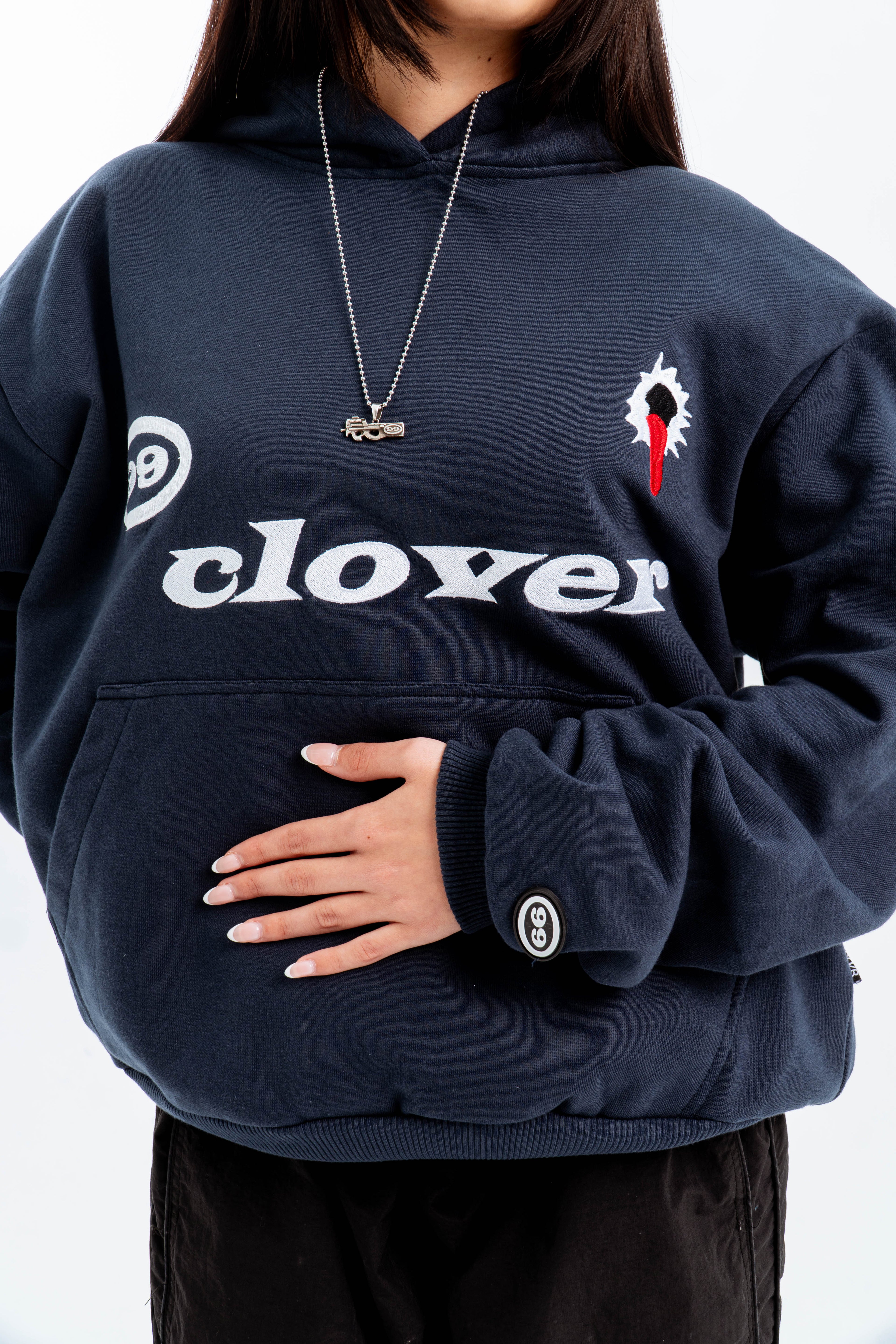99 Clover - "FEELING LUCKY" OVERSIZED HOODIE NAVY