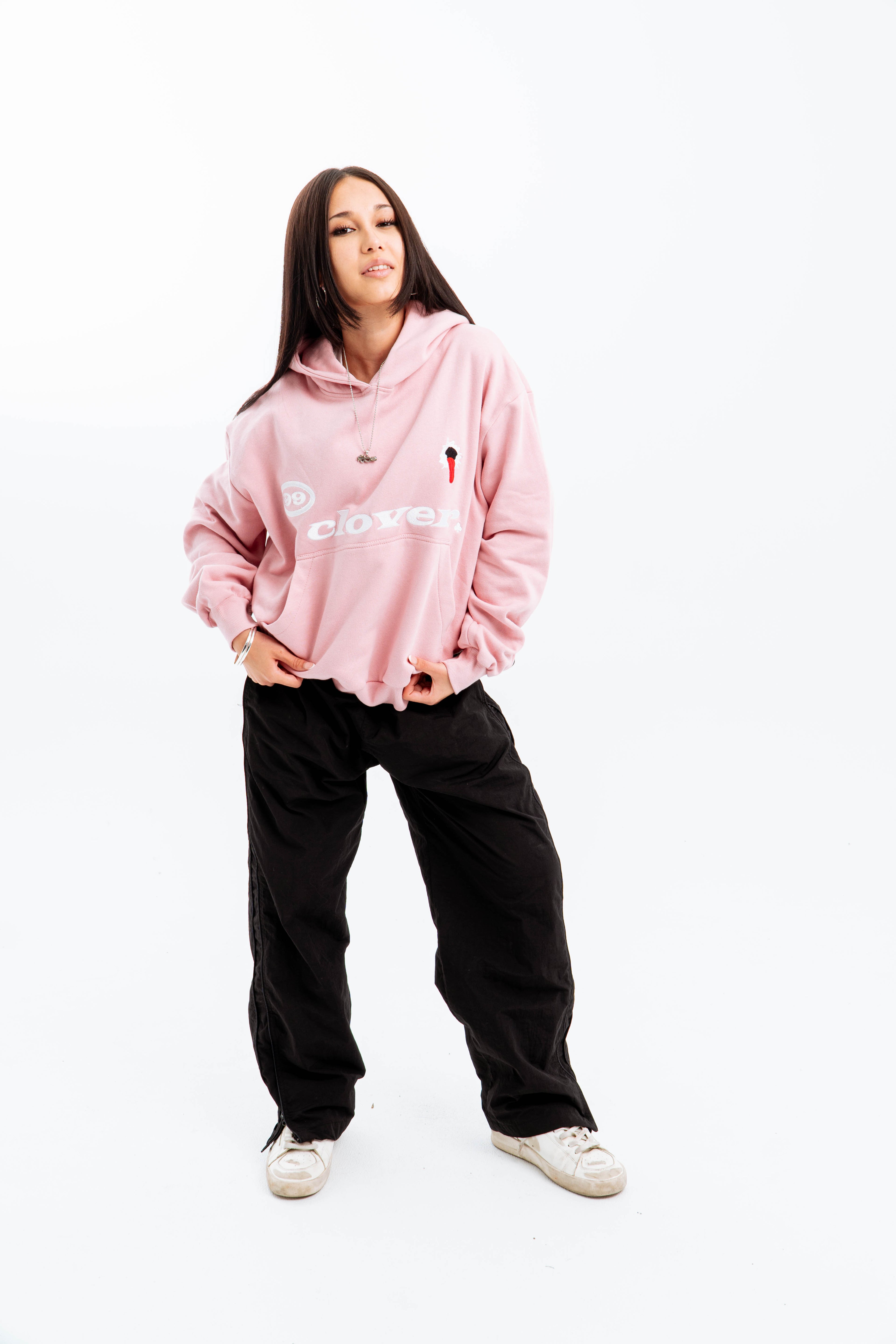 99 Clover - "FEELING LUCKY" OVERSIZED HOODIE PINK