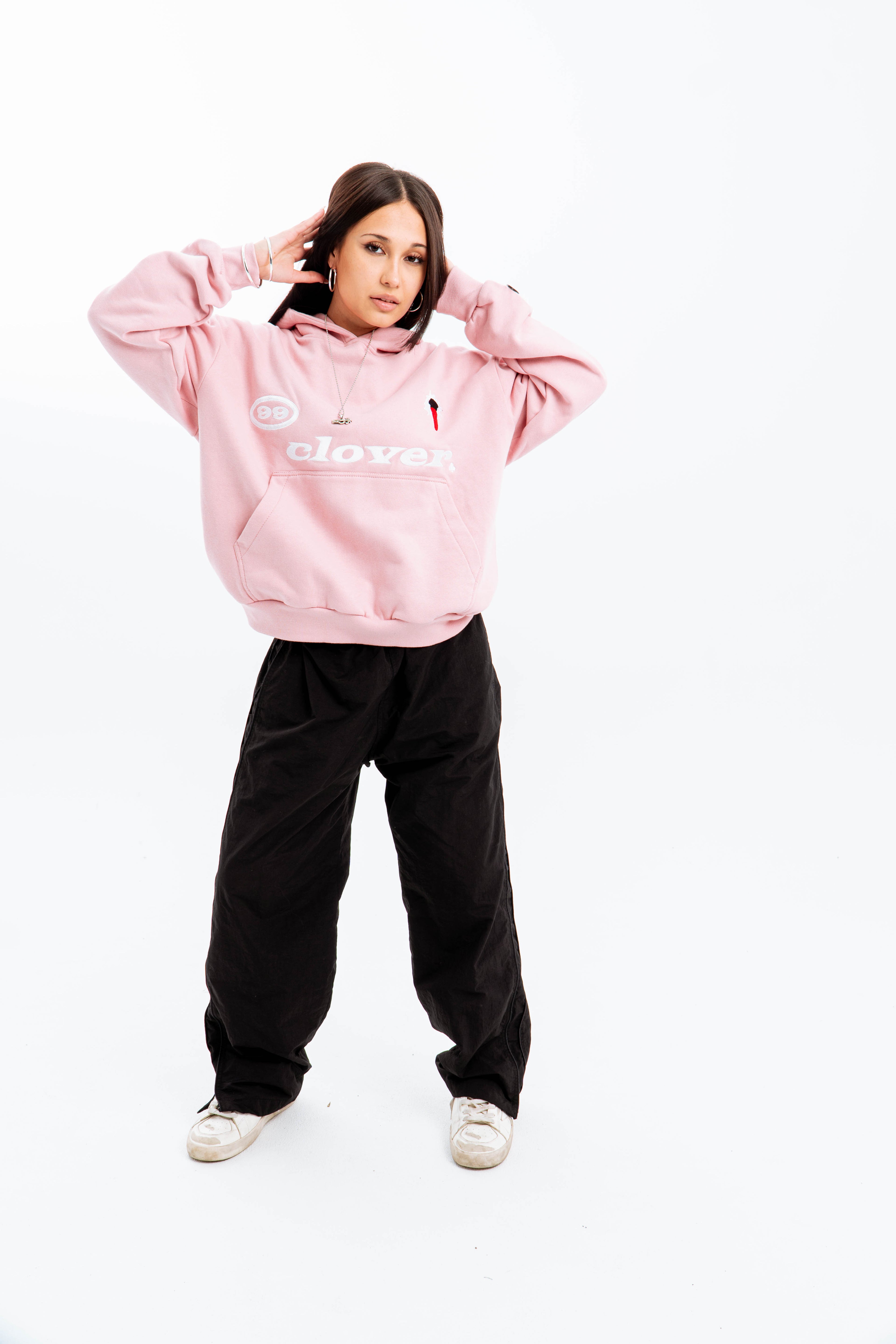99 Clover - "FEELING LUCKY" OVERSIZED HOODIE PINK