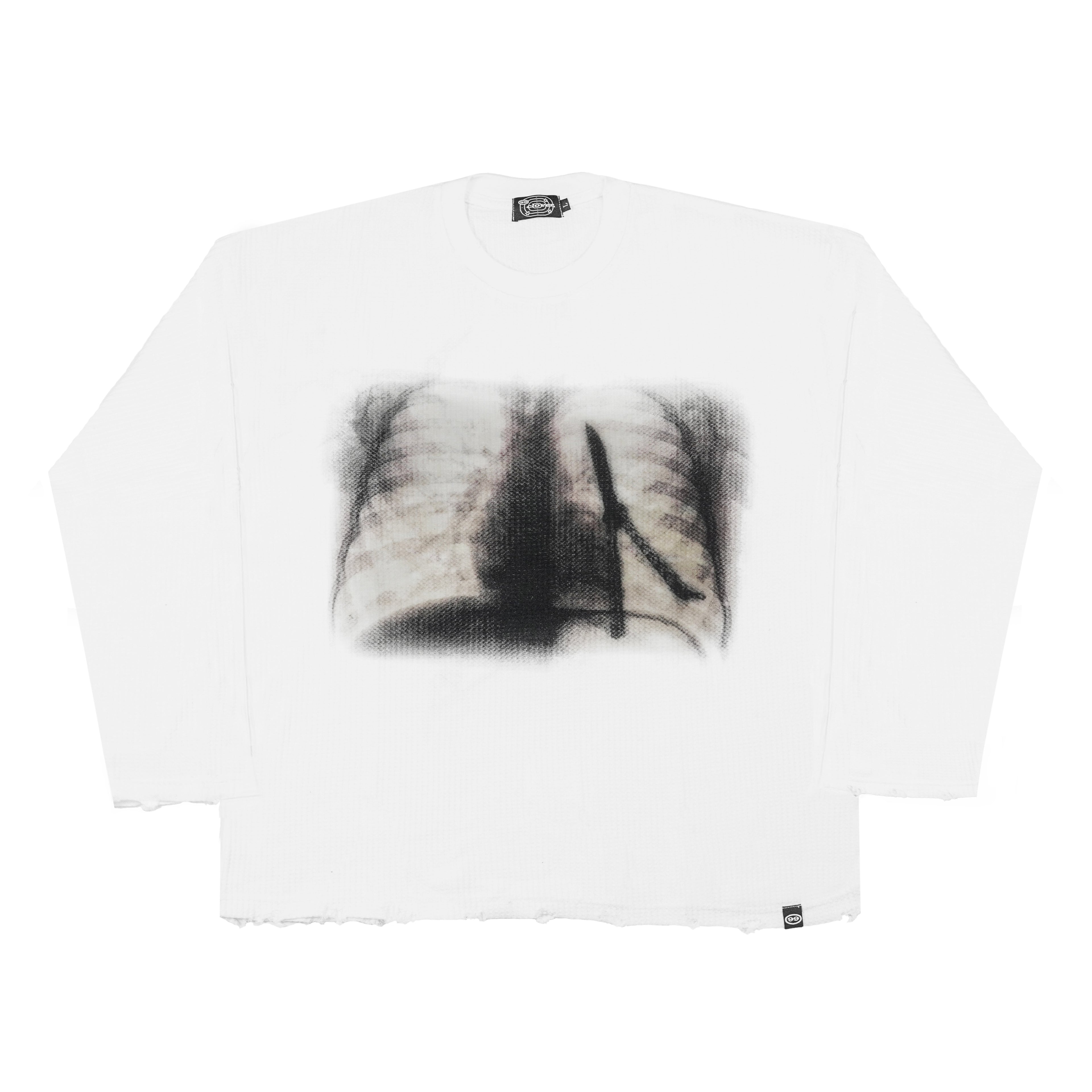 99 Clover - "XRAY" WAFFLE KNIT LONGSLEEVE WHITE