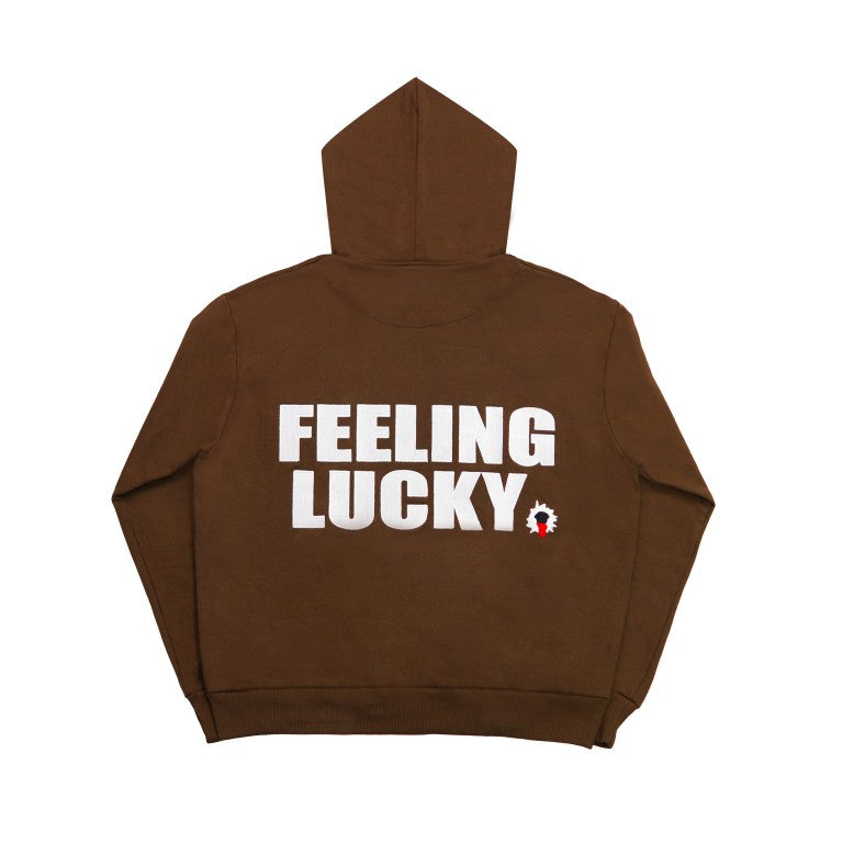 99 Clover - "FEELING LUCKY" OVERSIZED HOODIE BROWN