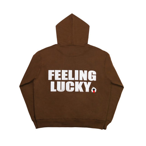 99 Clover - "FEELING LUCKY" OVERSIZED HOODIE BROWN