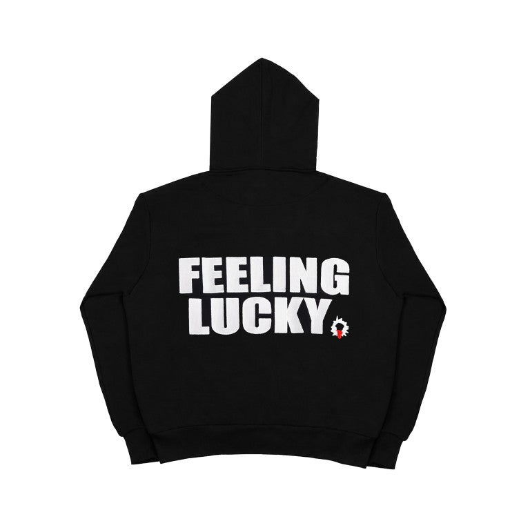 99 Clover - "FEELING LUCKY" OVERSIZED HOODIE BLACK