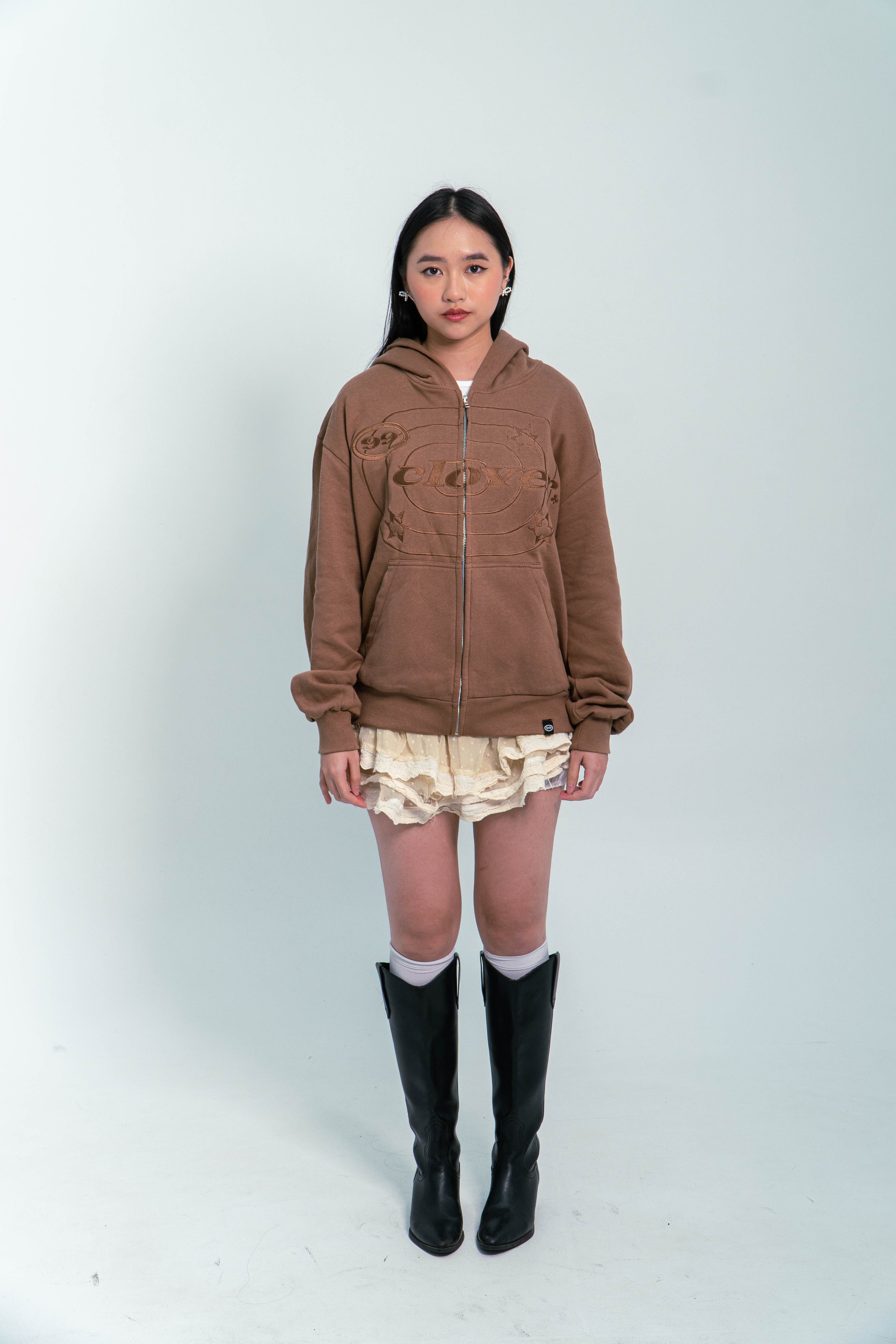99 Clover - "EASY" ZIP-UP BROWN