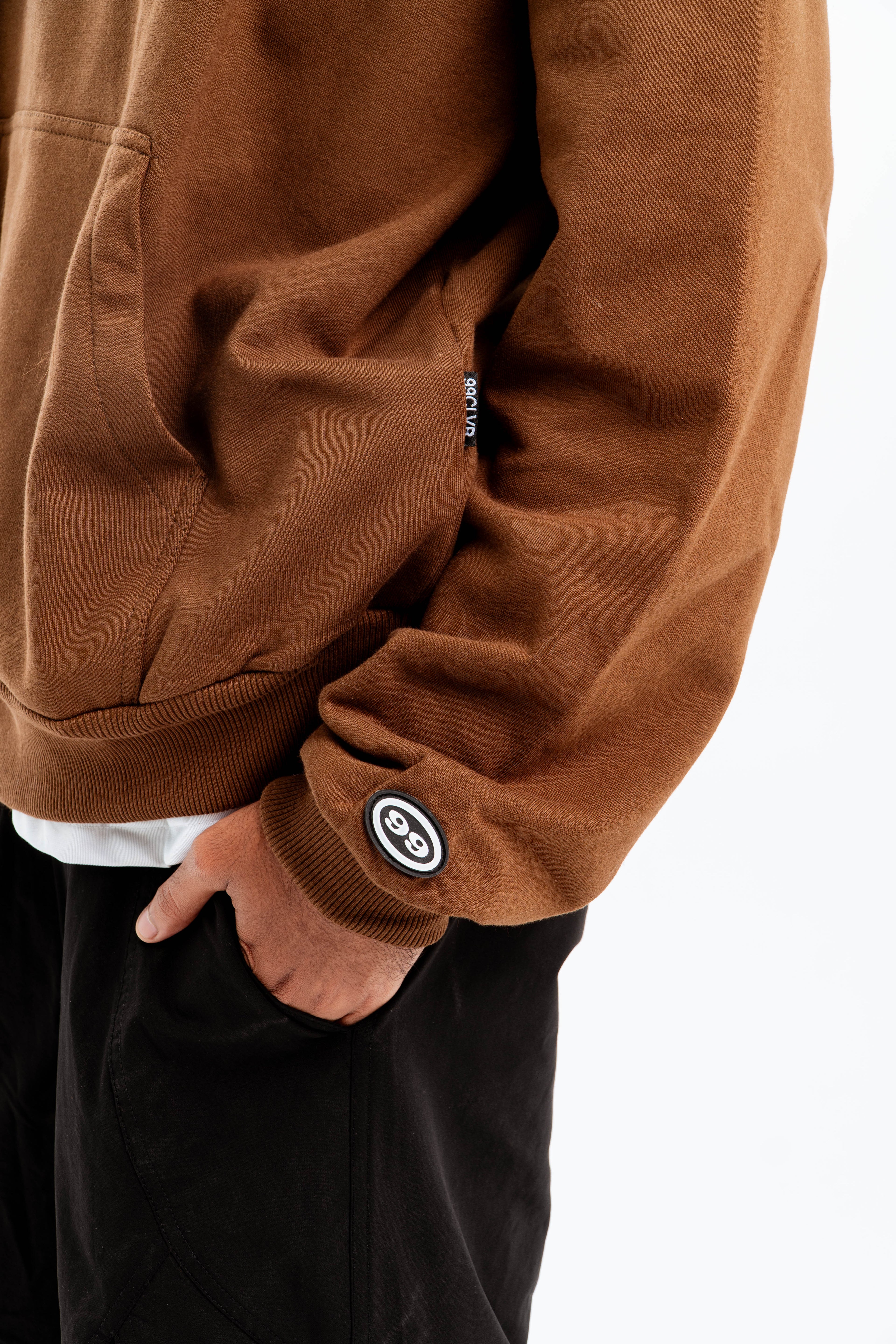 99 Clover - "FEELING LUCKY" OVERSIZED HOODIE BROWN