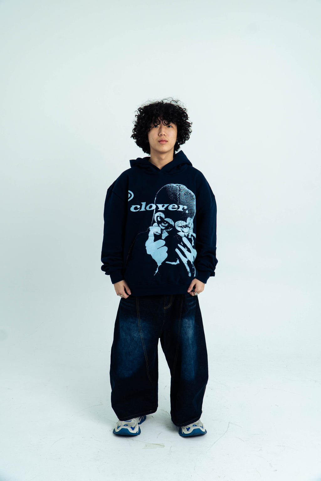 99 Clover - "CLOVER VISION" OVERSIZED HOODIE NAVY