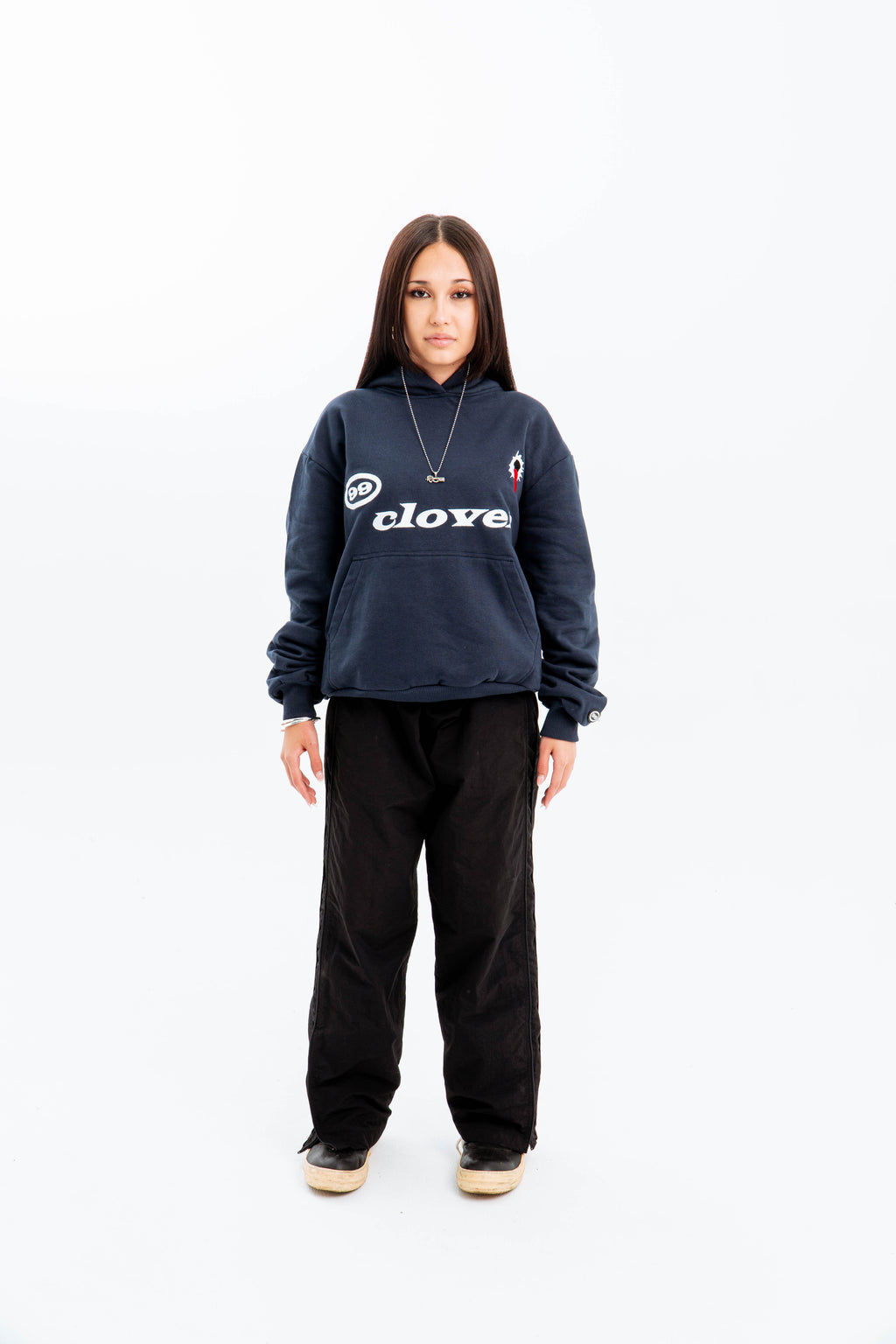 99 Clover - "FEELING LUCKY" OVERSIZED HOODIE NAVY