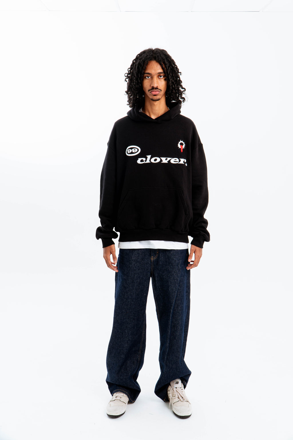 99 Clover - "FEELING LUCKY" OVERSIZED HOODIE BLACK