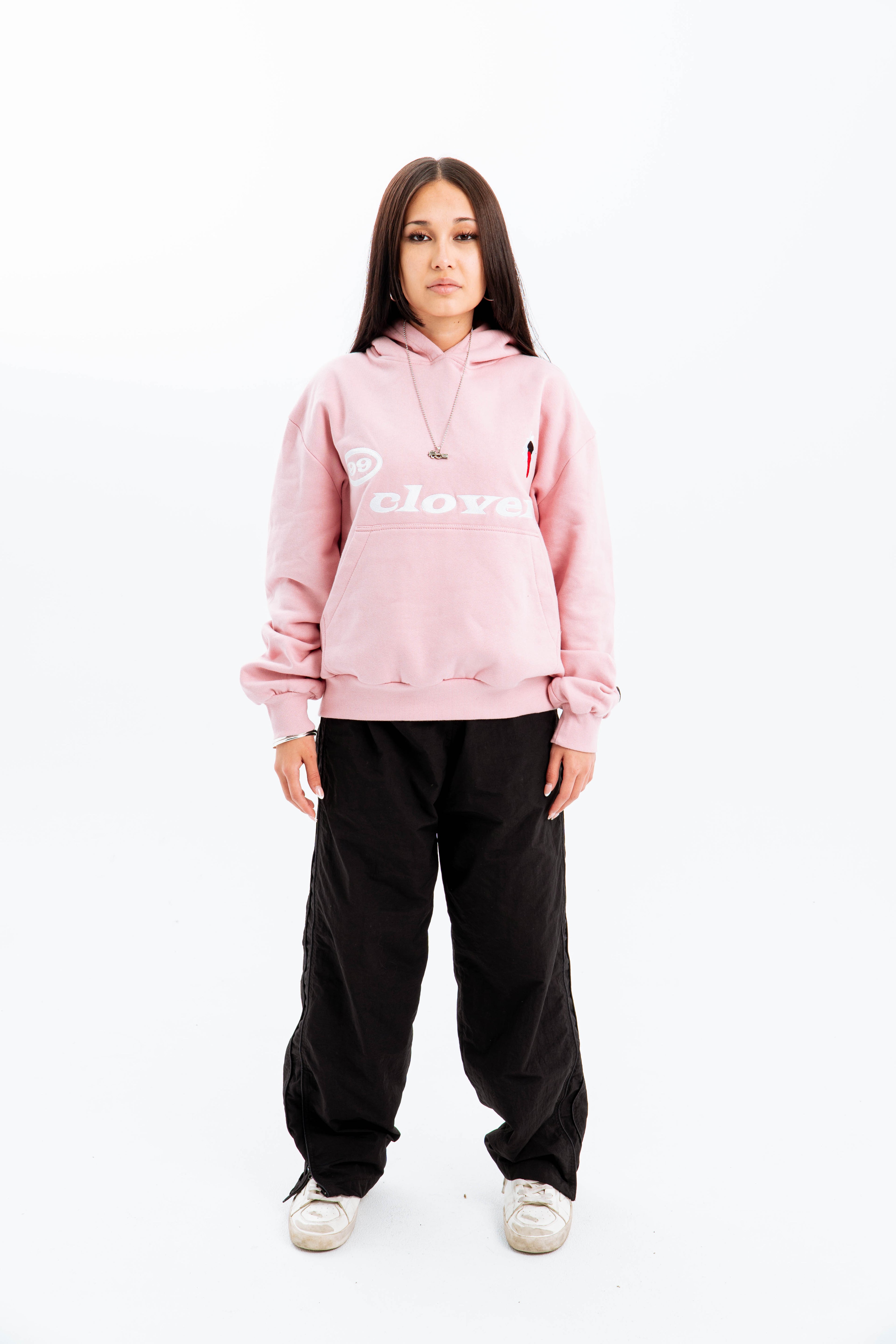 99 Clover - "FEELING LUCKY" OVERSIZED HOODIE PINK