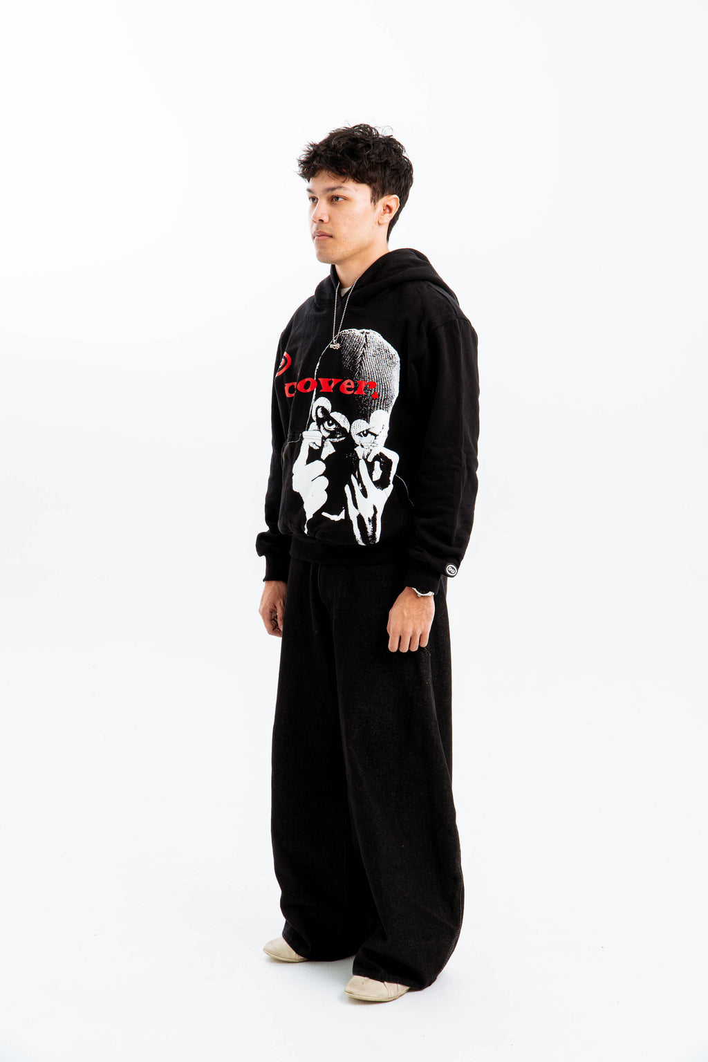 99 Clover - "CLOVER VISION" OVERSIZED HOODIE BLACK/RED