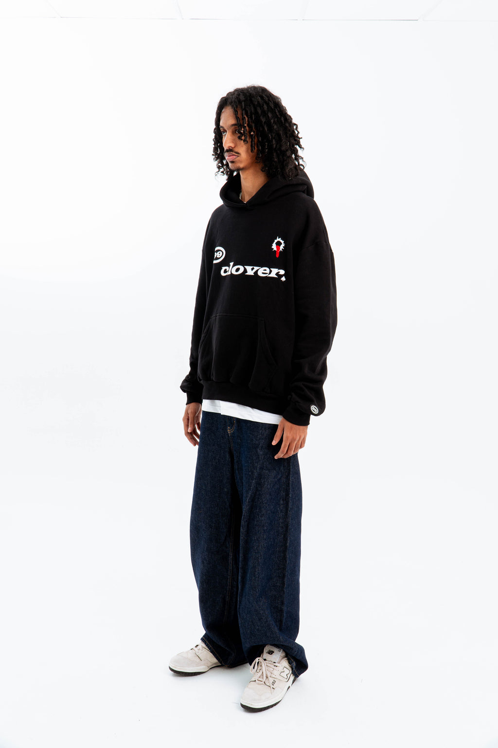 99 Clover - "FEELING LUCKY" OVERSIZED HOODIE BLACK