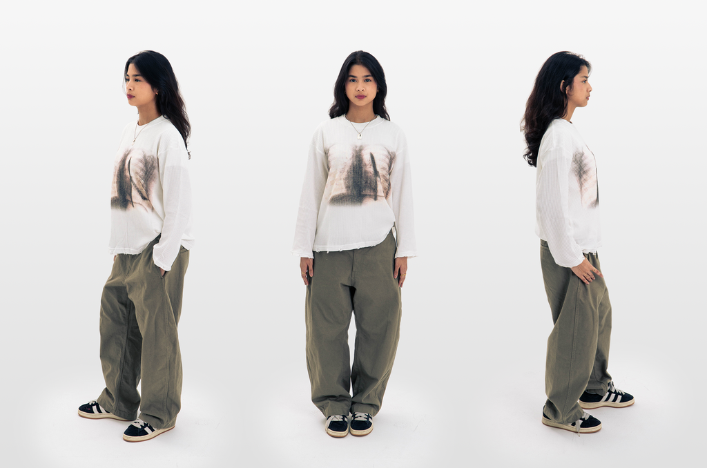 99 Clover - "XRAY" WAFFLE KNIT LONGSLEEVE WHITE