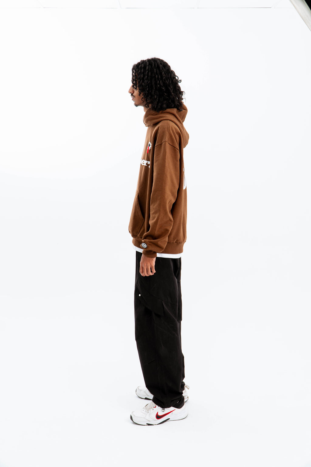 99 Clover - "FEELING LUCKY" OVERSIZED HOODIE BROWN