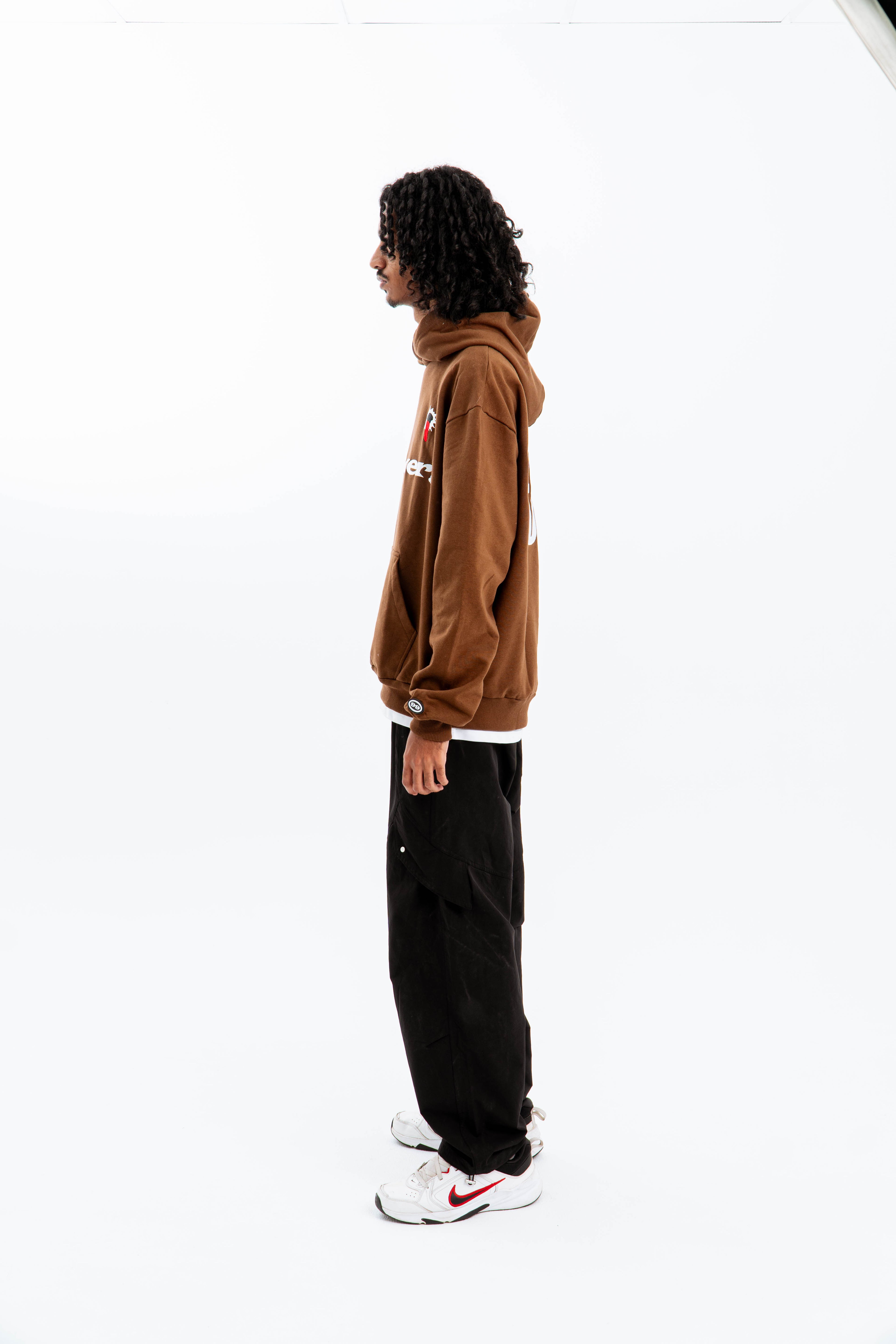 99 Clover - "FEELING LUCKY" OVERSIZED HOODIE BROWN