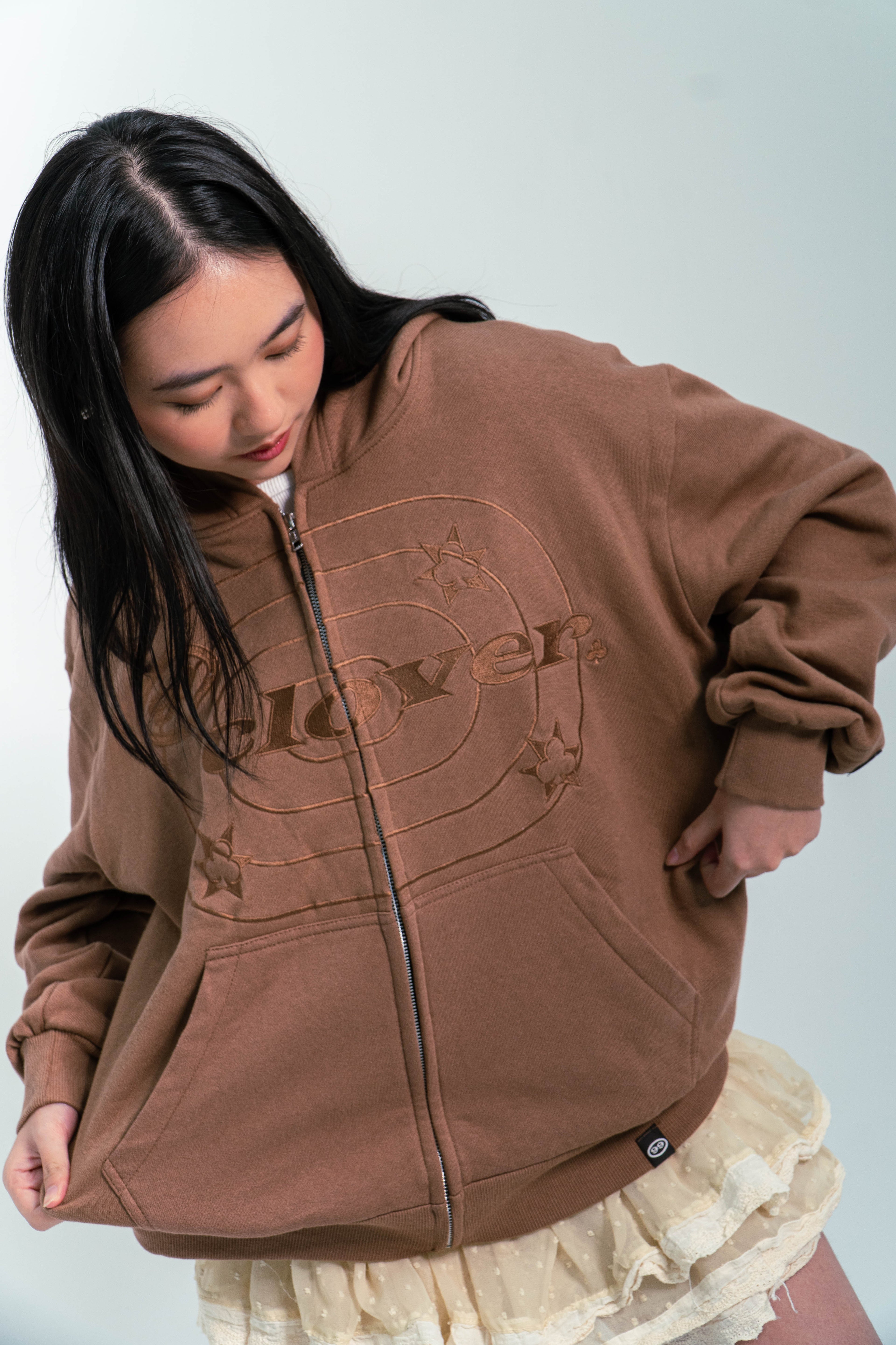 99 Clover - "EASY" ZIP-UP BROWN