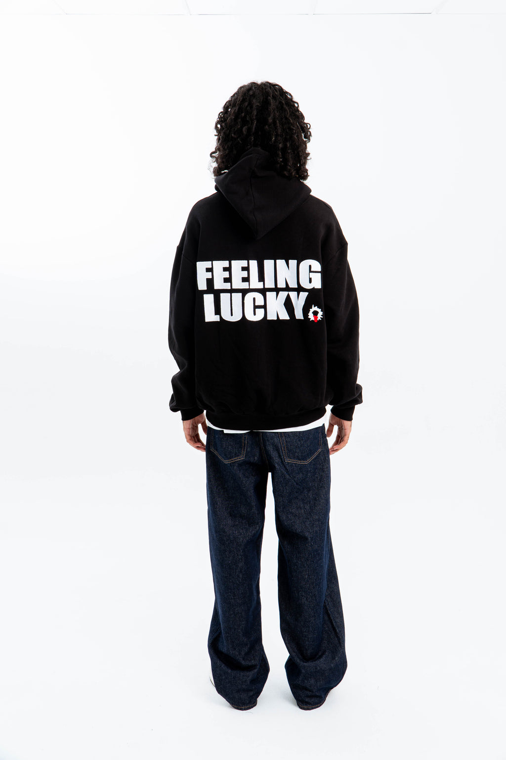 99 Clover - "FEELING LUCKY" OVERSIZED HOODIE BLACK
