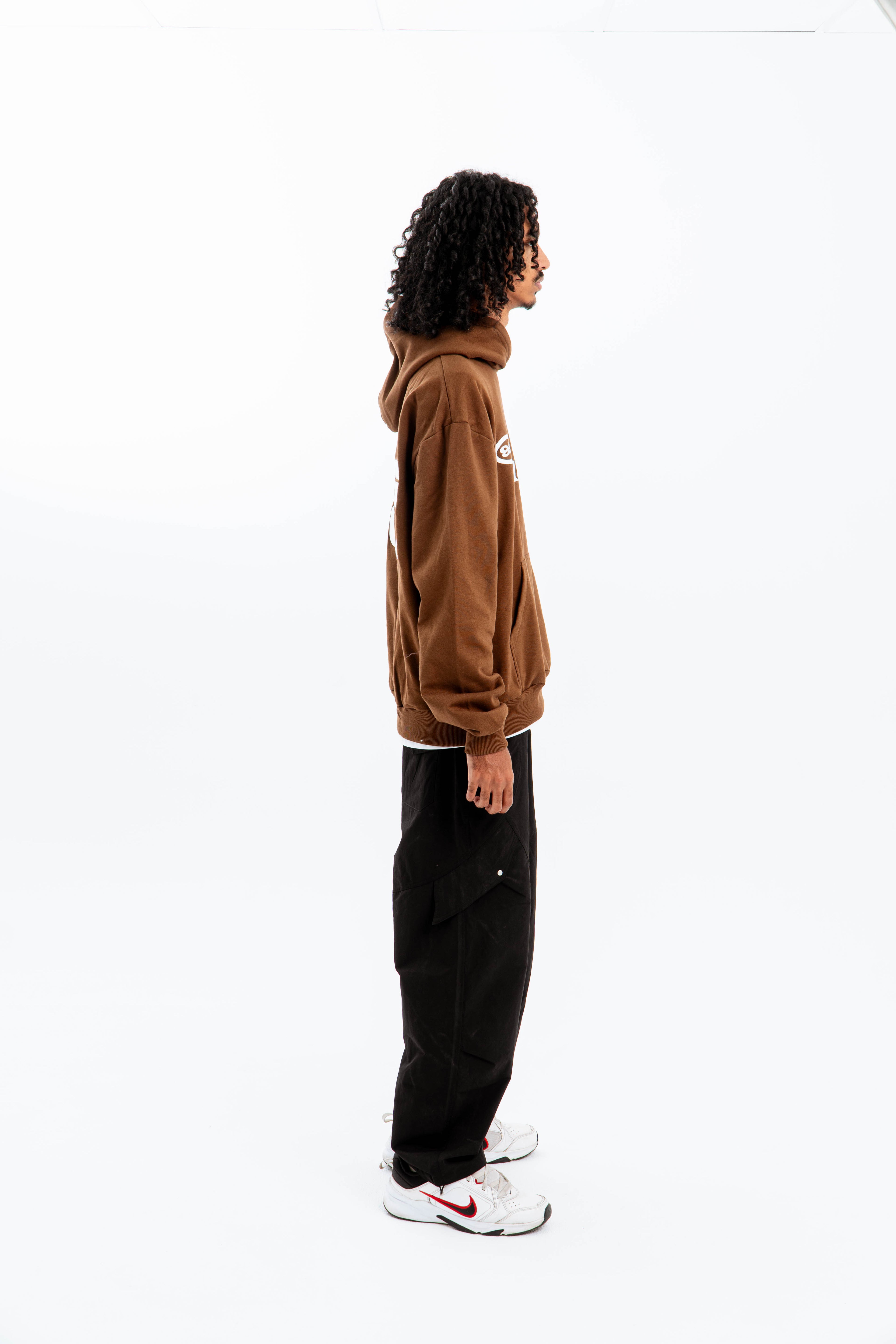 99 Clover - "FEELING LUCKY" OVERSIZED HOODIE BROWN