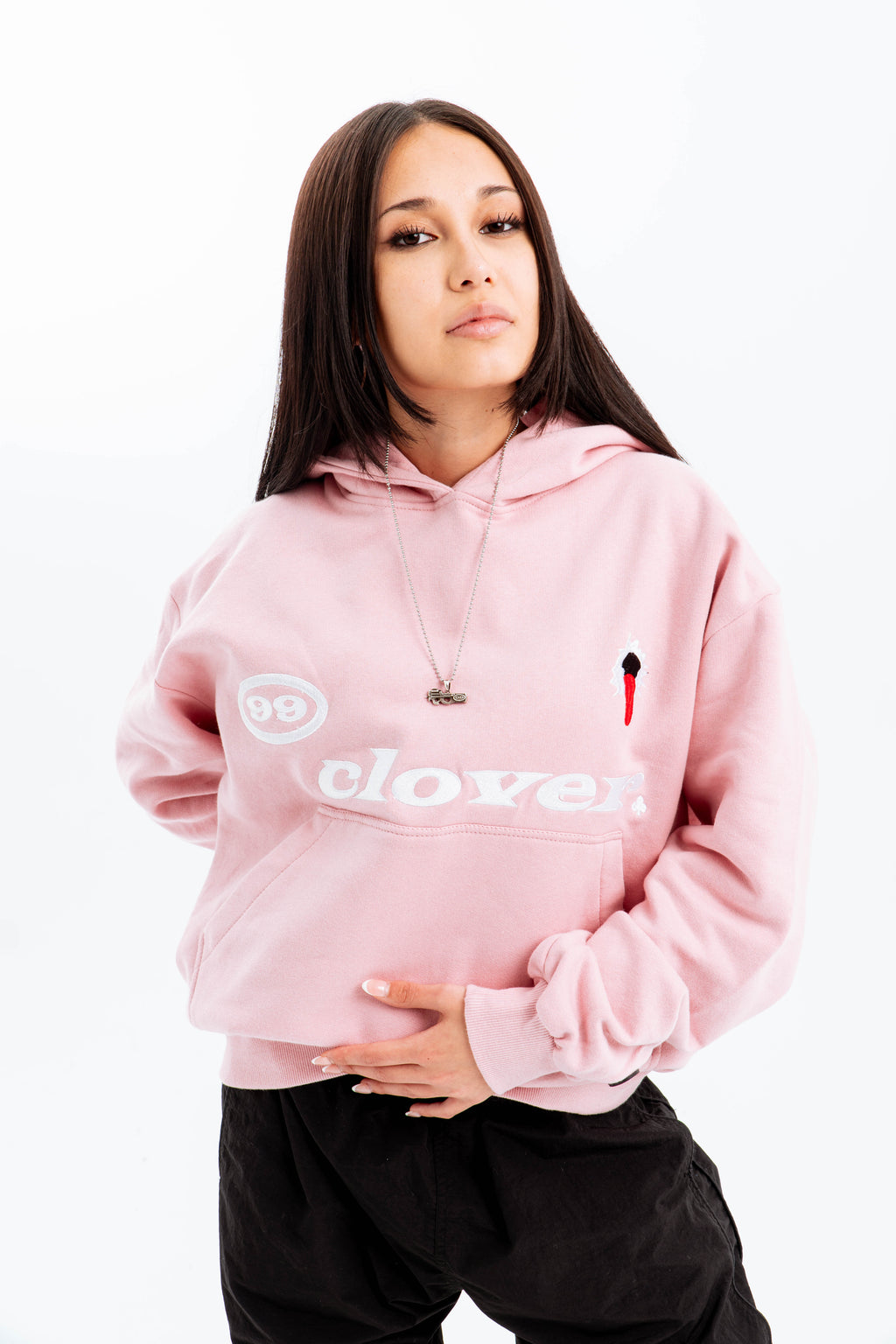 99 Clover - "FEELING LUCKY" OVERSIZED HOODIE PINK