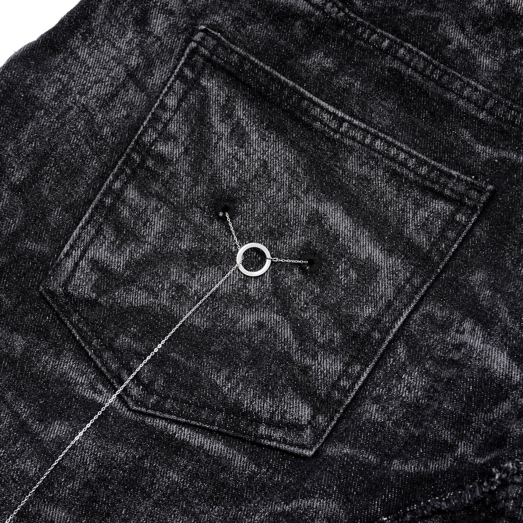 SSST x Lique - Baggy Short Denim Pants Washed Black
