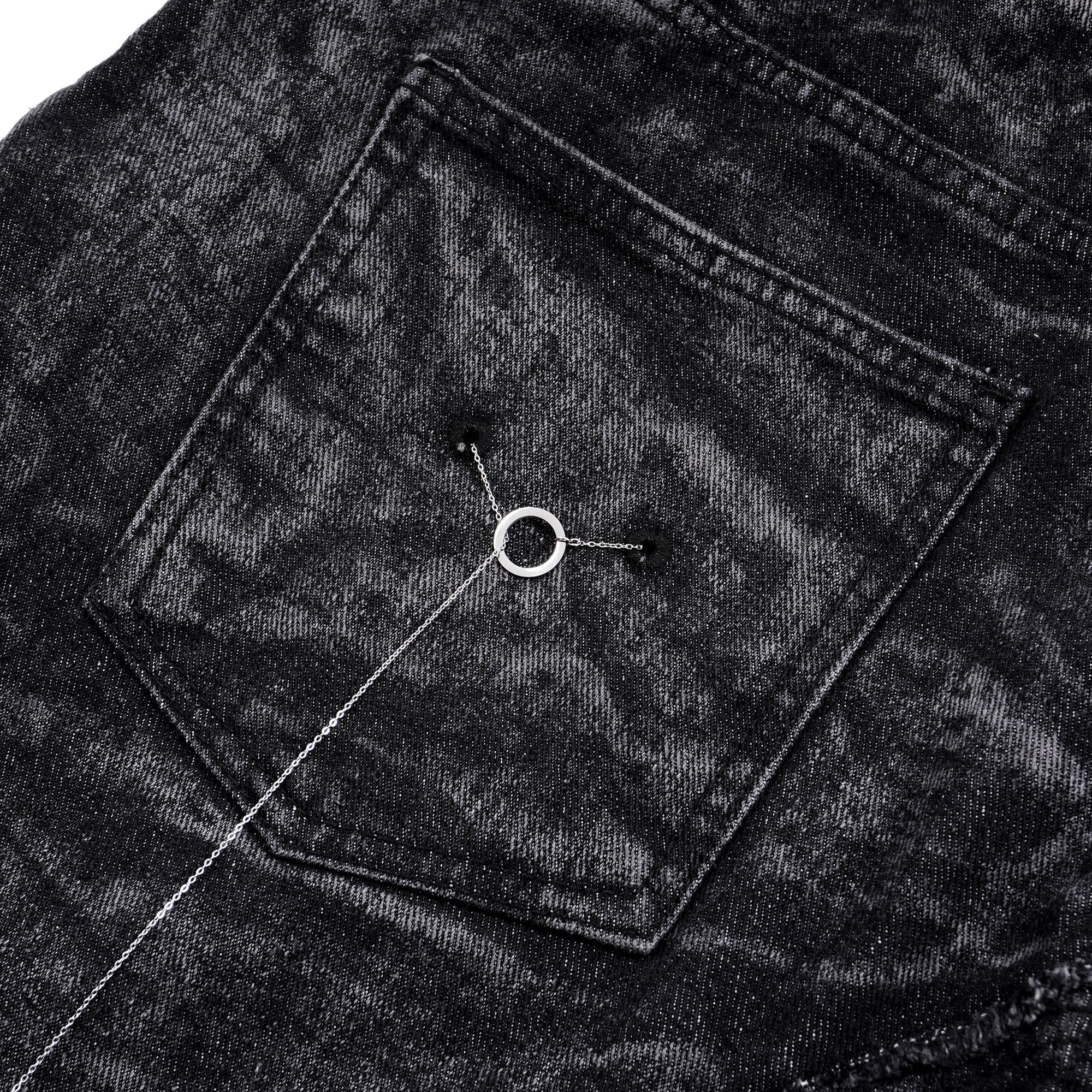 SSST x Lique - Baggy Short Denim Pants Washed Black