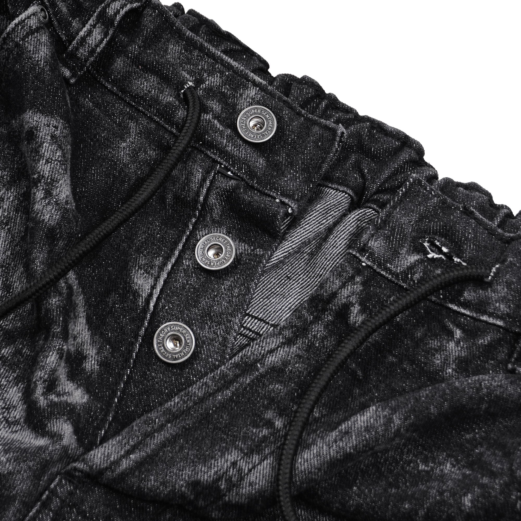 SSST x Lique - Baggy Short Denim Pants Washed Black