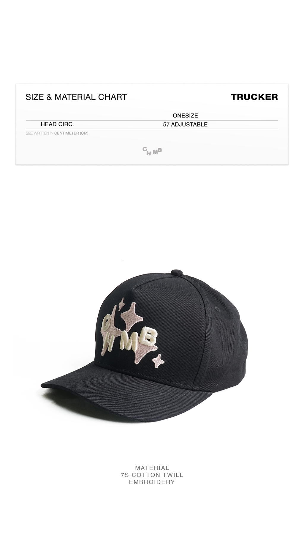 Chambre - Hat 5 Panel Black Pinky