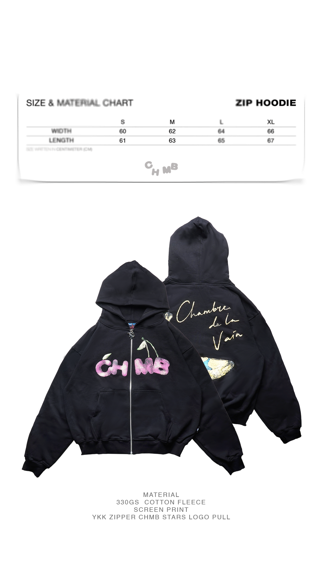 Chambre - Boxy Zipped Hoodie Banerry Black