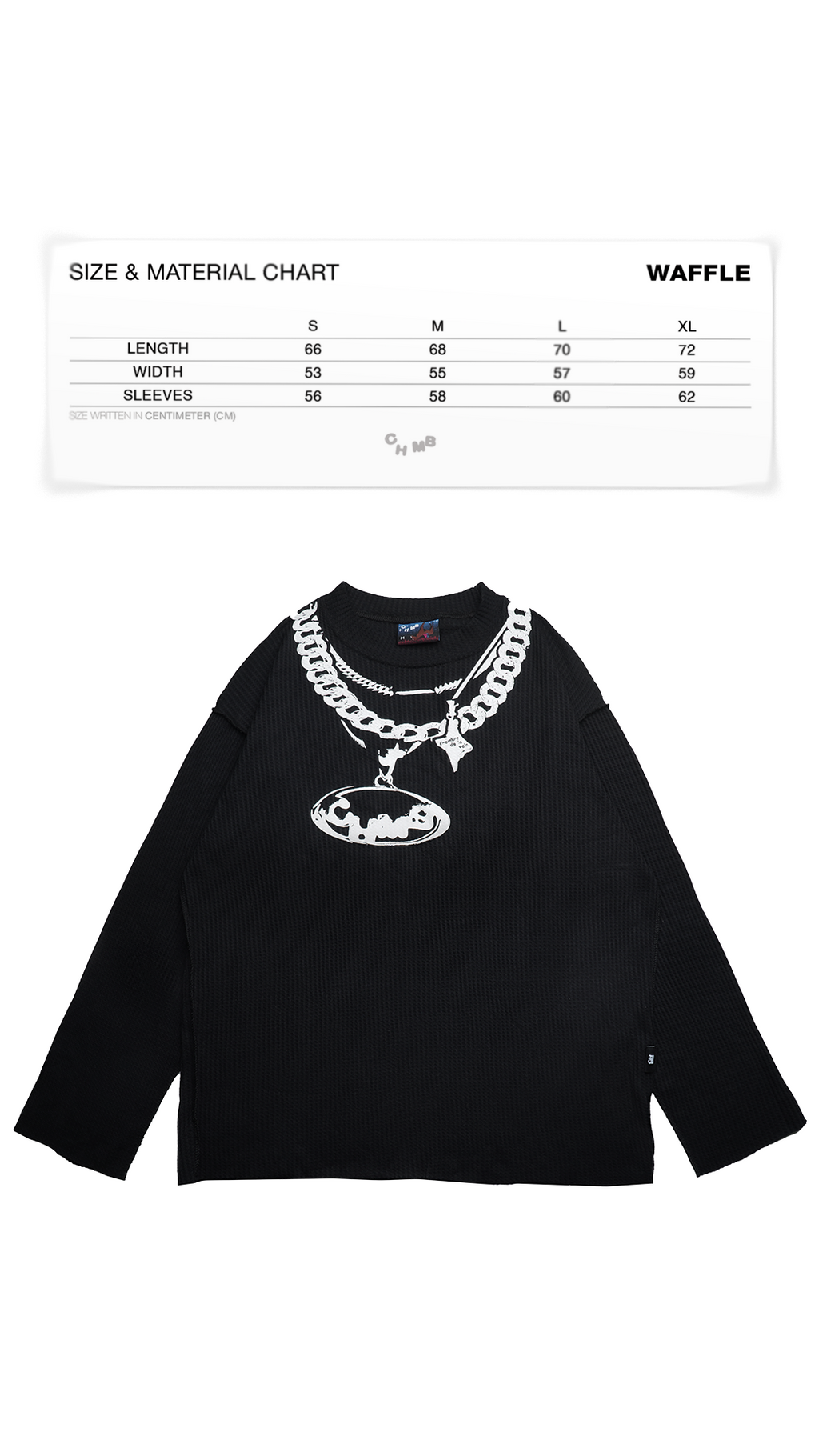 Chambre - Waffle Long Sleeves Neck Glitz Black