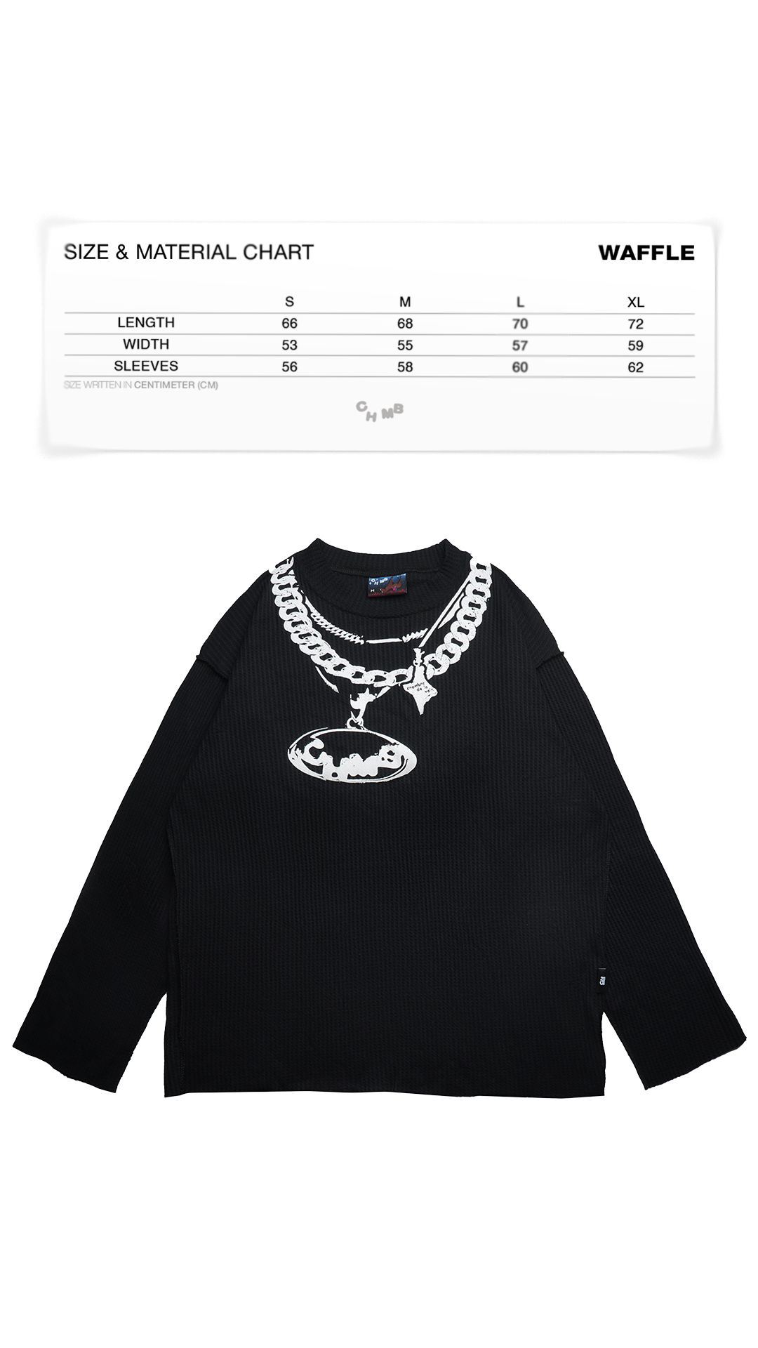 Chambre - Waffle Long Sleeves Neck Glitz Black