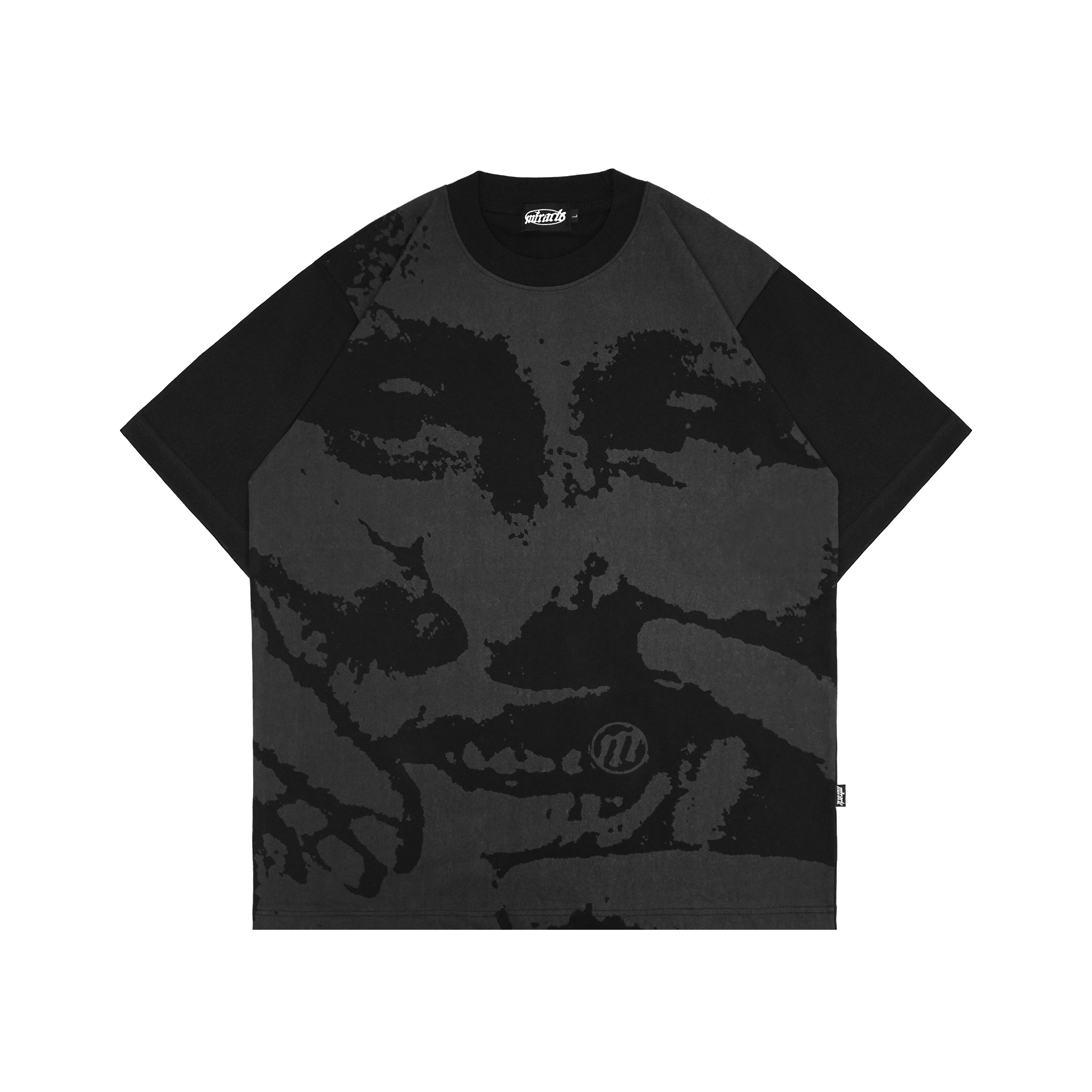 Miracle Mates - Visage Fullprint Black Oversized T Shirt