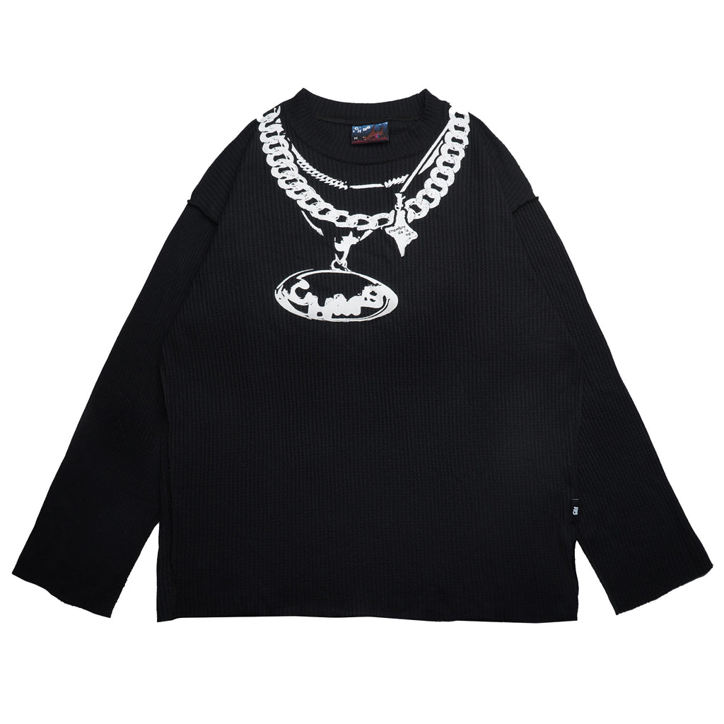 Chambre - Waffle Long Sleeves Neck Glitz Black