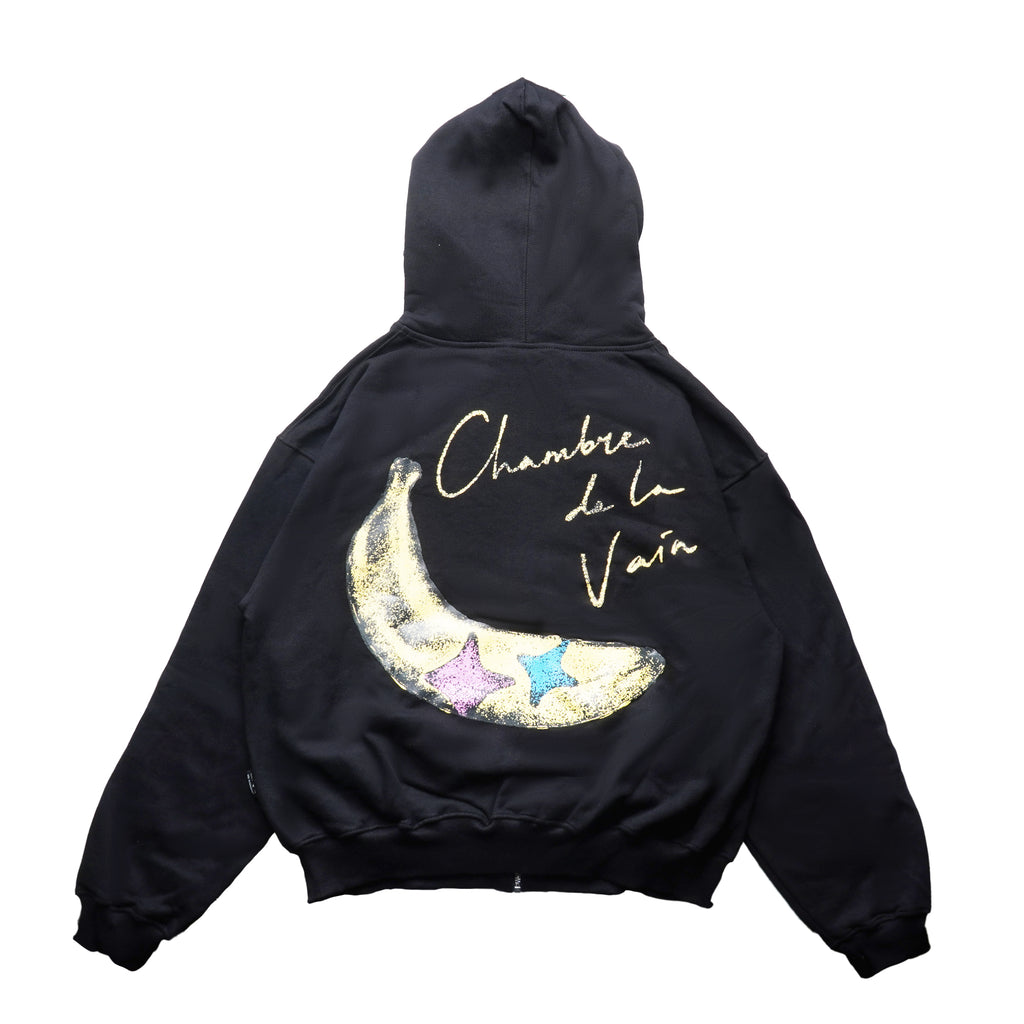 Chambre - Boxy Zipped Hoodie Banerry Black