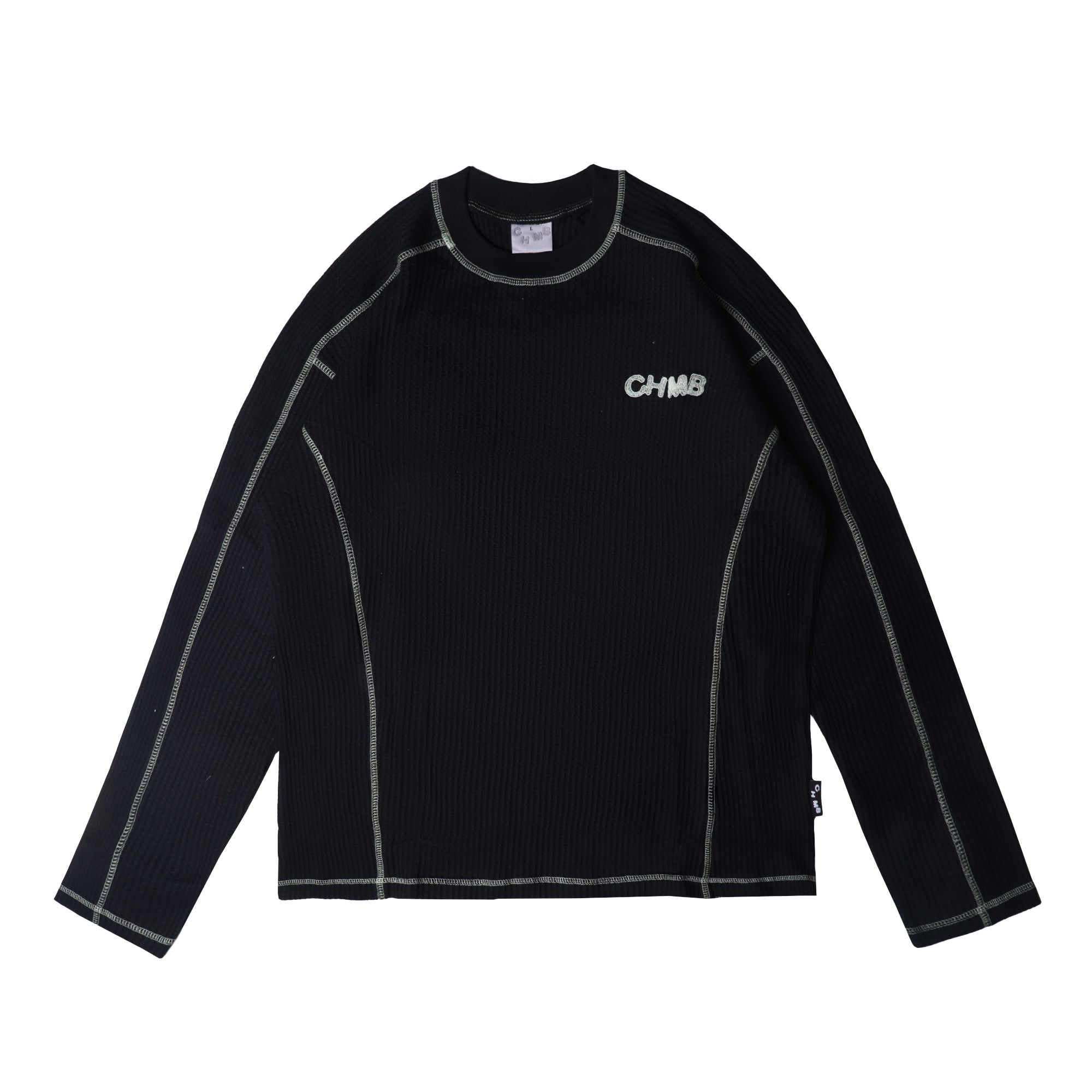 Chambre - Longsleeve Waffle Greenline Black