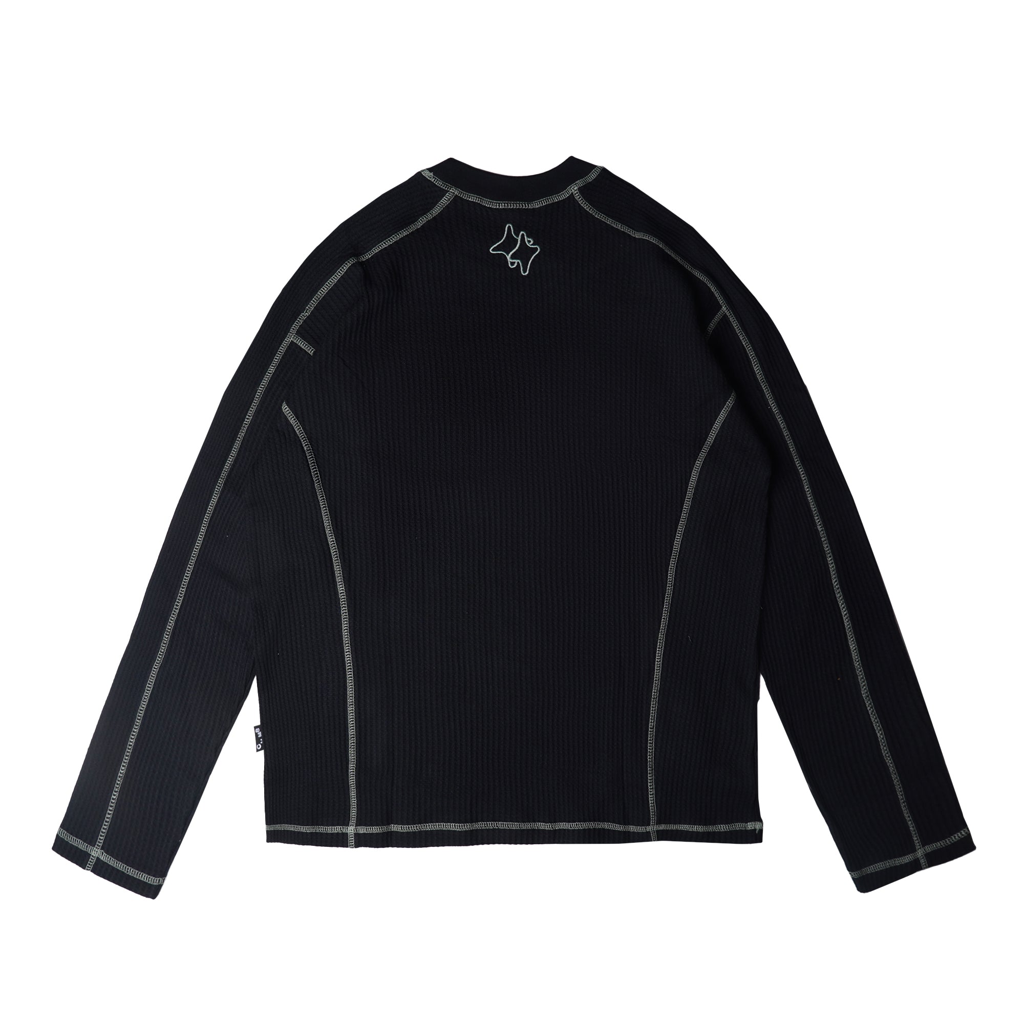 Chambre - Longsleeve Waffle Greenline Black