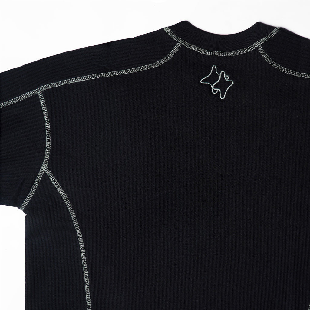 Chambre - Longsleeve Waffle Greenline Black