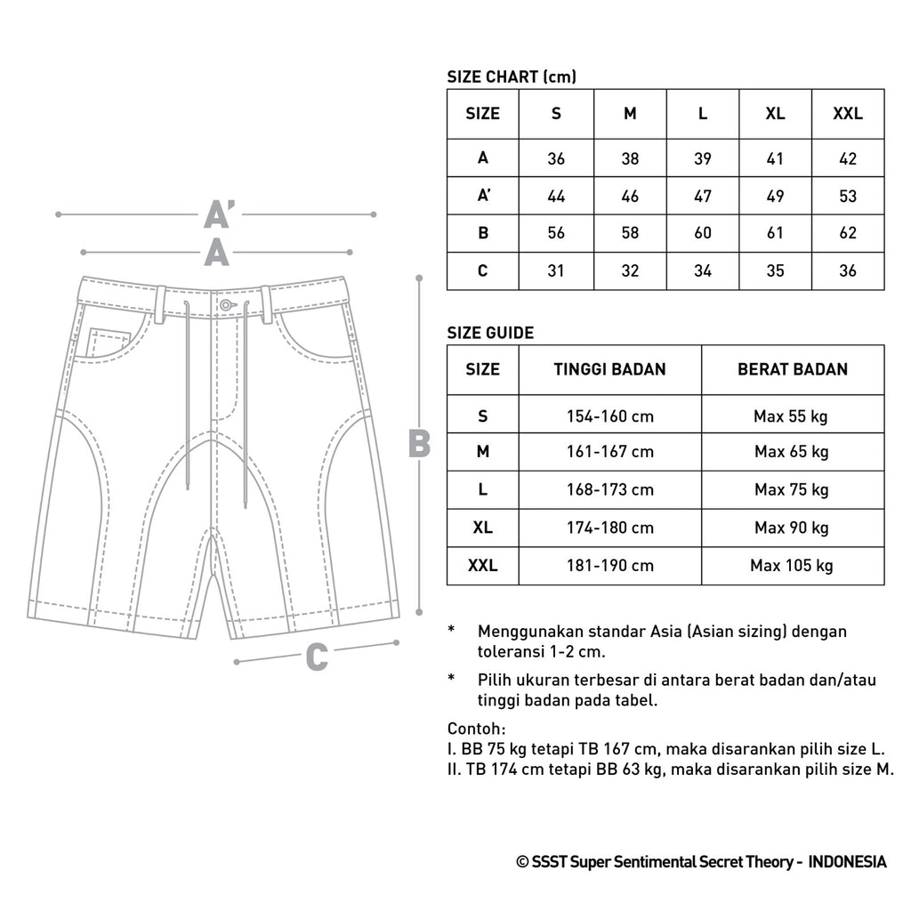 SSST x Lique - Baggy Short Denim Pants Washed Black